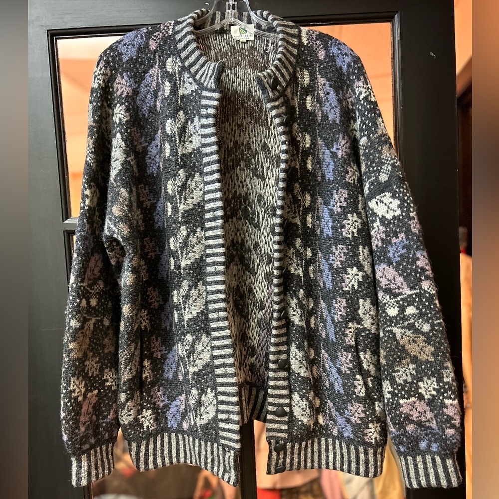 Kolor Knits Wool Cardigan, Size L Vintage, Made in Ireland